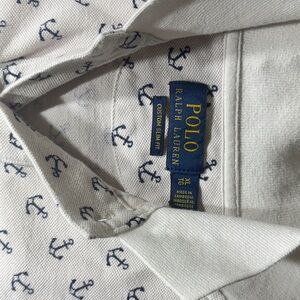 Polo by Ralph Lauren White Shirt with Navy Anchors
